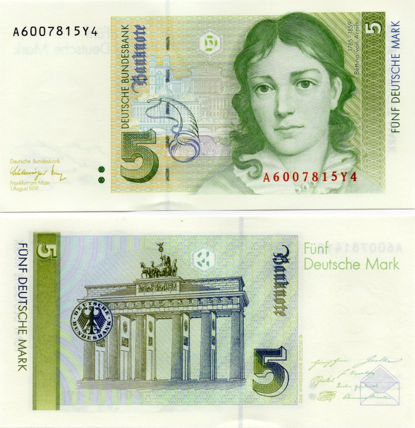 德国5马克全新UNC纸币外国钱币收藏