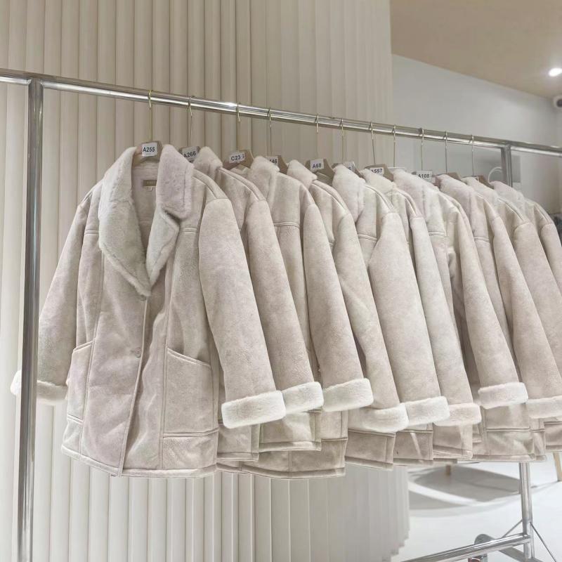 秋冬新品 女装中长款一体加厚 毛毛夹克外套2422#冬季双面