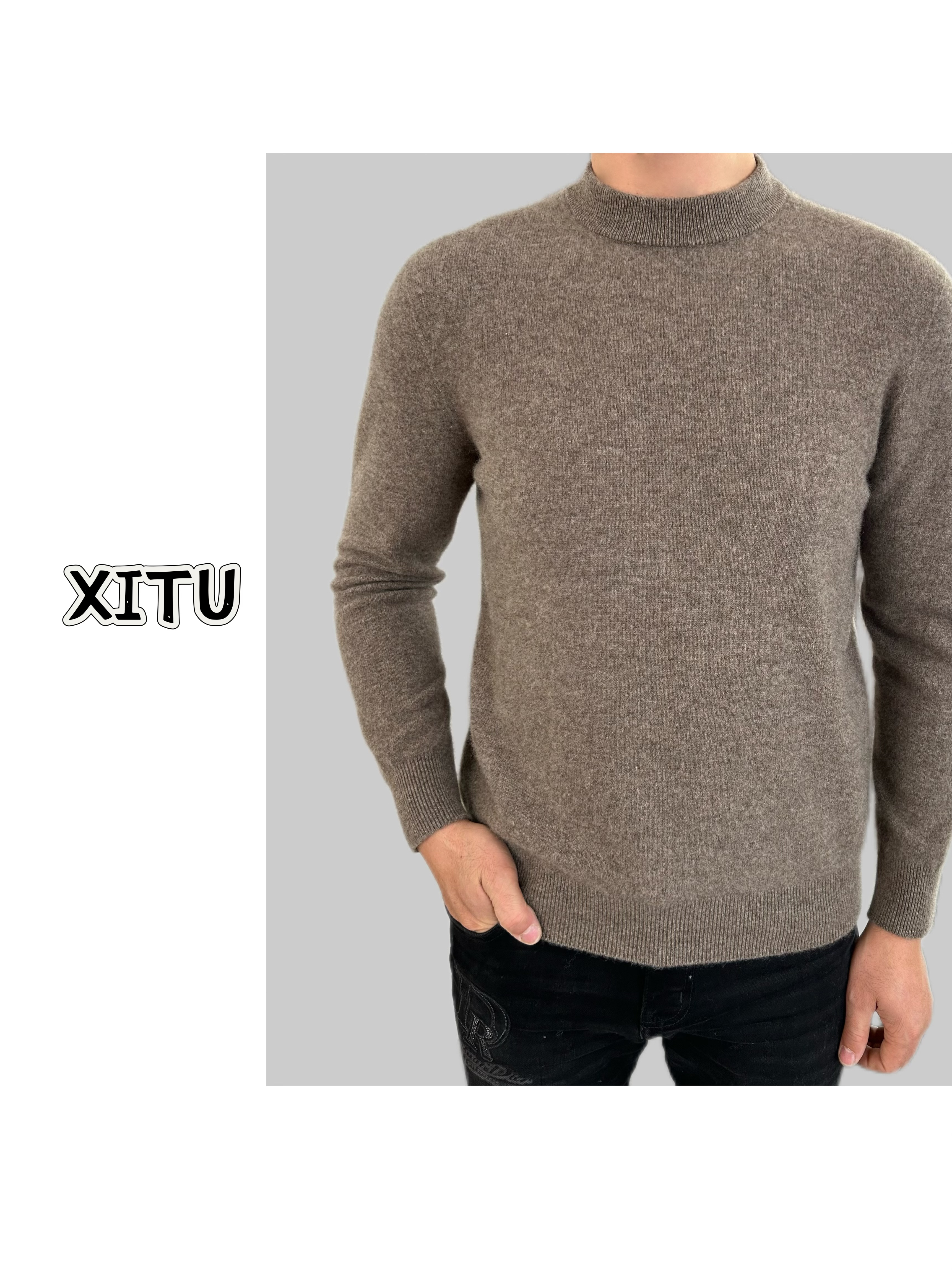 霸总【藏地软黄金】蓬松柔软保暖抗起球经典针织毛衣男