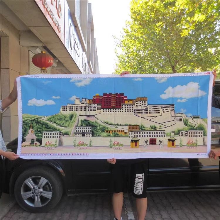 手工秀好的十字绣成品纯手工西藏布达拉宫满绣版客厅挂画新款出售