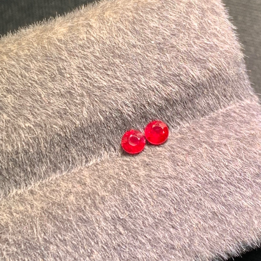 天然无烧鸽血红红宝石圆3一对