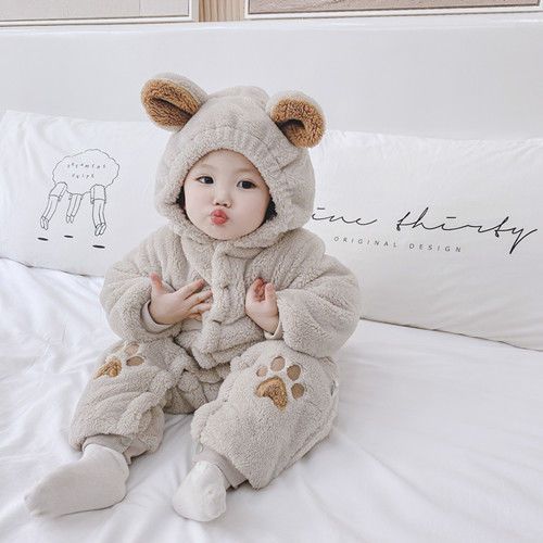 婴儿连体衣冬装男新生儿宝宝外出服抱衣秋冬套装女加厚保暖衣服冬