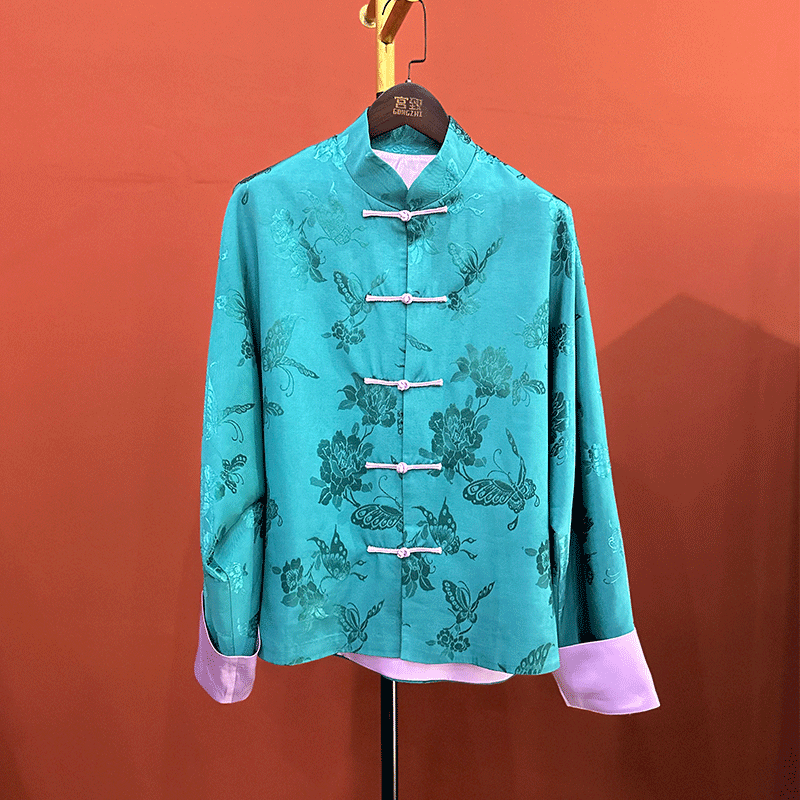 【春款外套】缎面提花新中式春夏桑蚕丝长袖时尚上衣外套