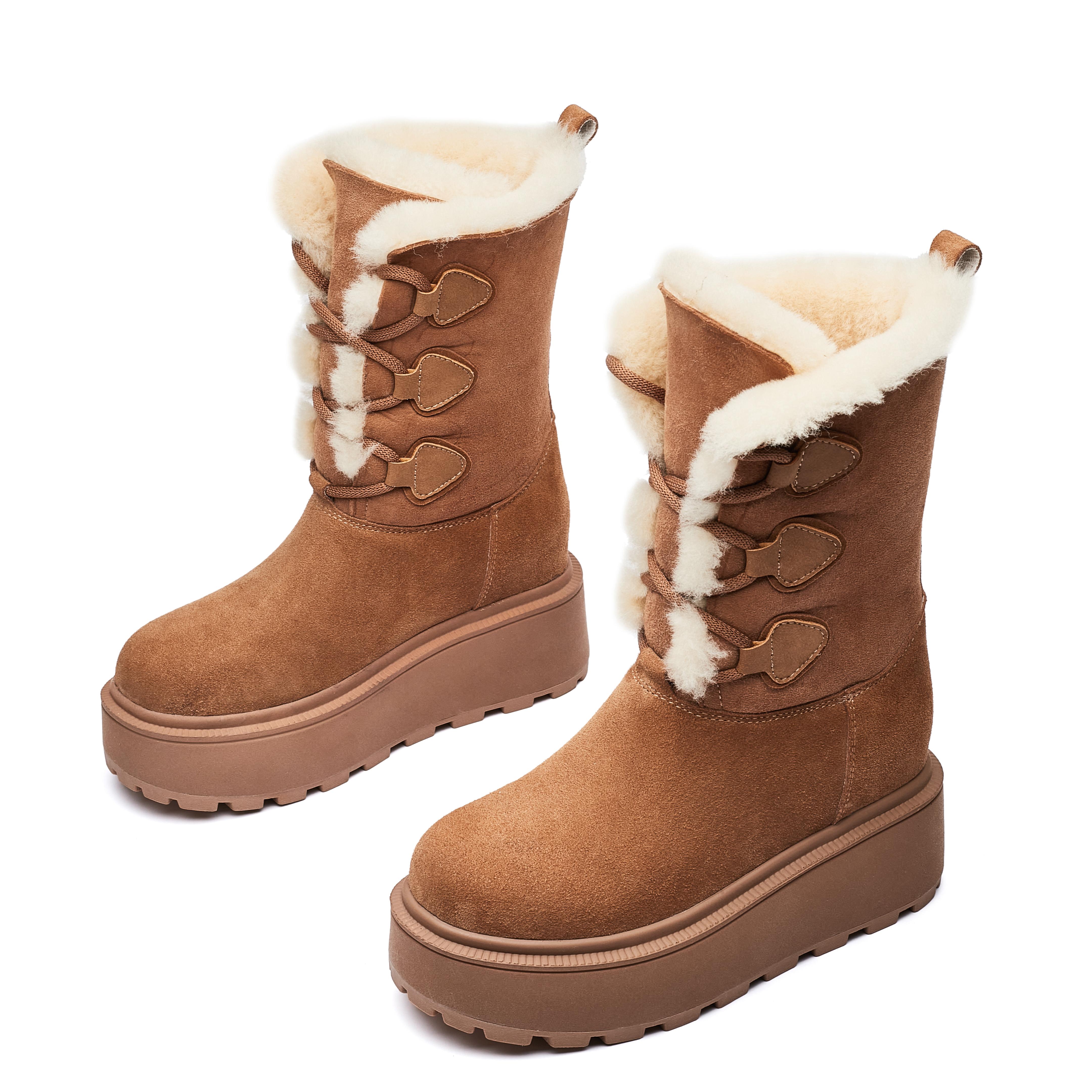 【羊皮毛一体】增高8CM2023冬中筒厚底内增高休闲百搭雪地靴女9263