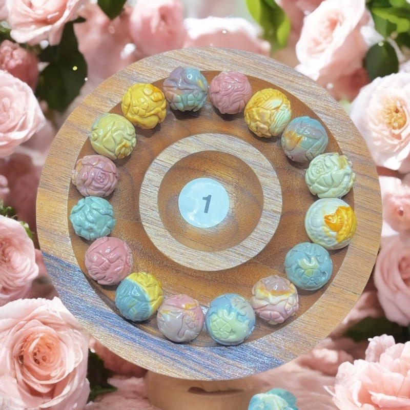 阿拉善彩玉焦糖粉焦蓝焦红焦雕刻件