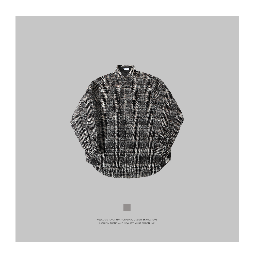 City Day 【潮灰私订】8202 男士格子元素时尚款羽绒服