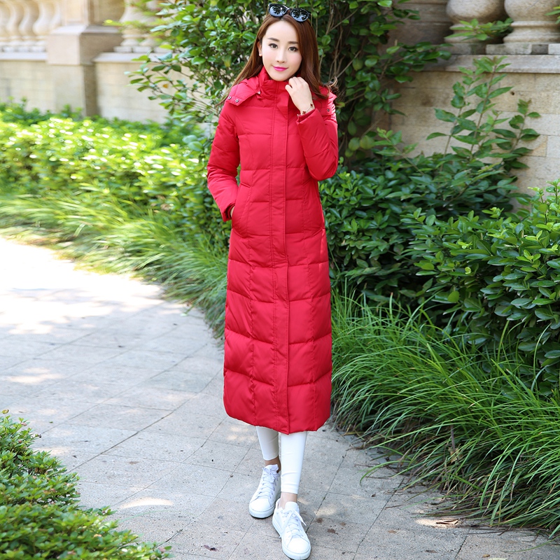 2025冬装新款超长款羽绒服女长过膝可脱卸帽大码保暖修身中长外套