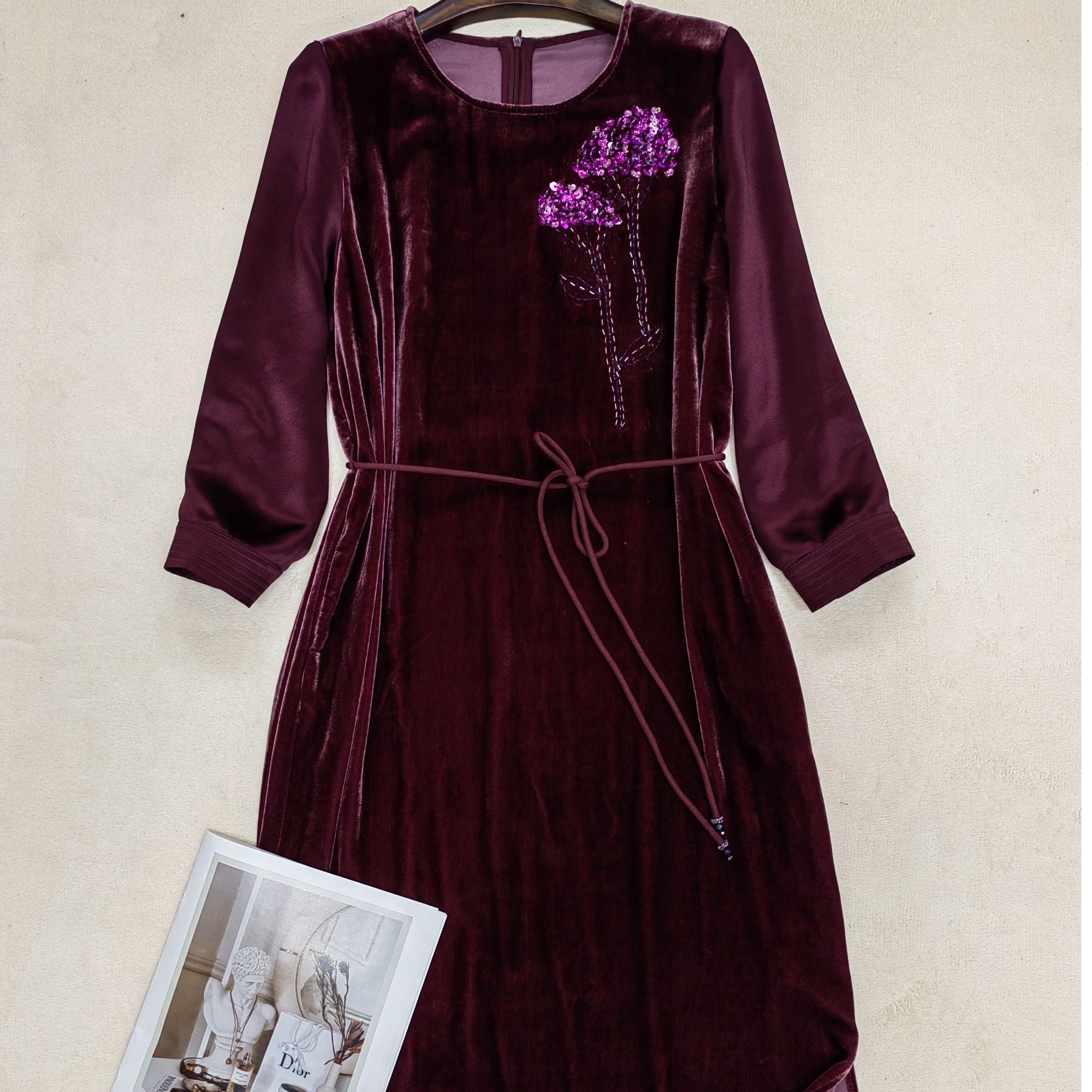  【衣橱专属】2024年秋冬高级气质真丝轻奢加厚连衣裙 SL23258