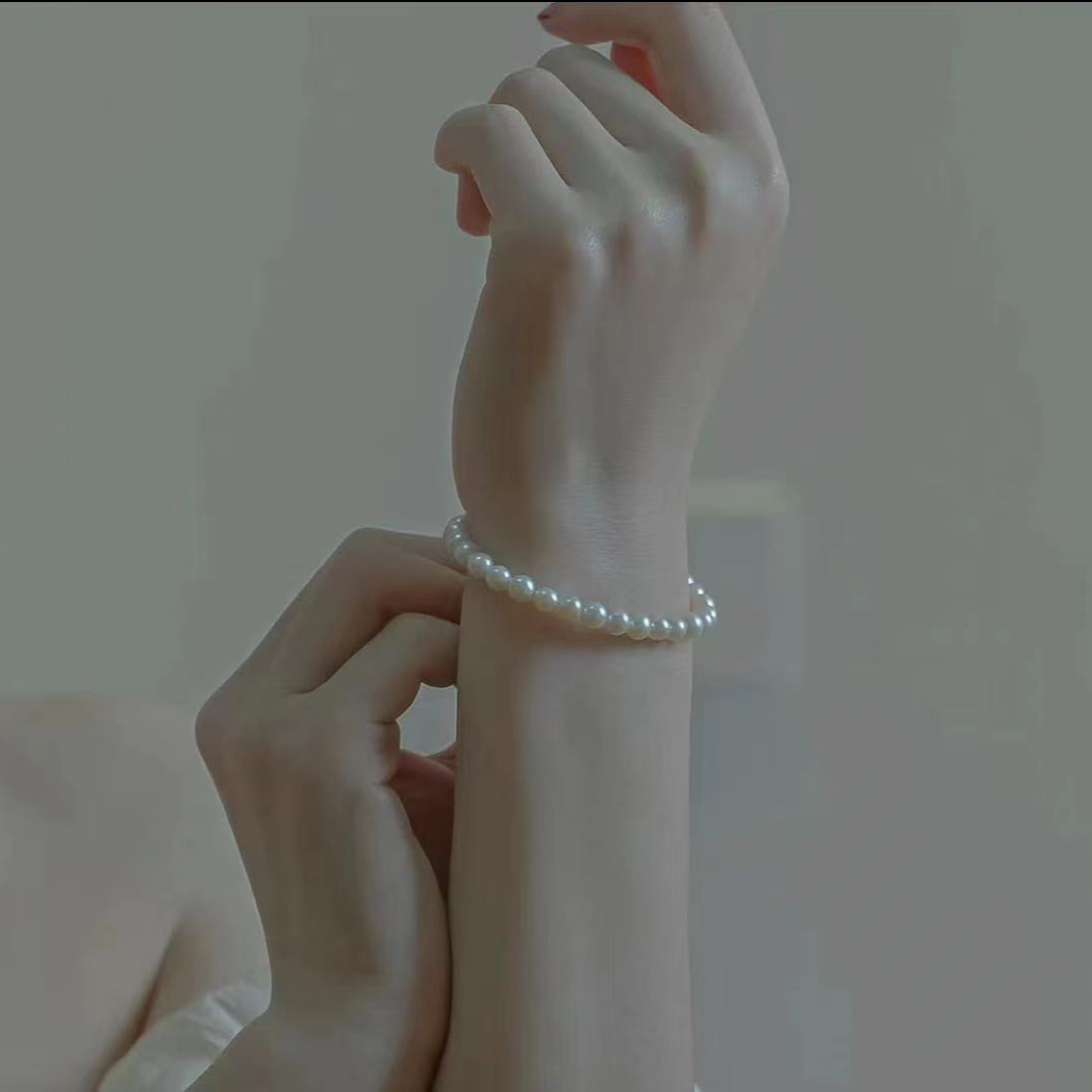 天然淡水无核珍珠手链 卡6mm 