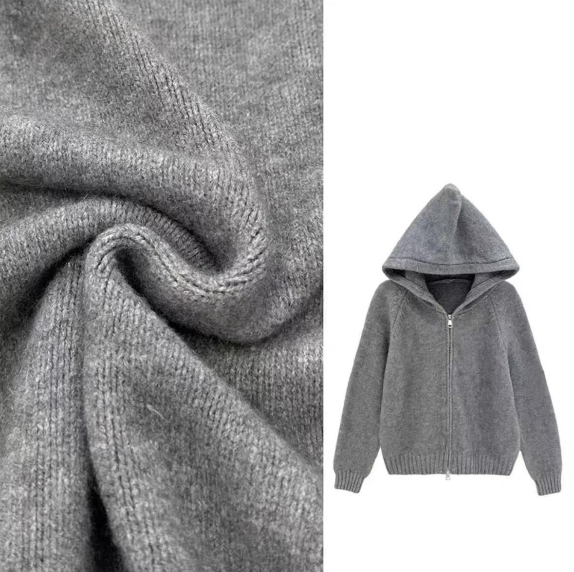 【静静家】气质毛衣外套冬季新款时尚连帽上衣 新选f583 J022532