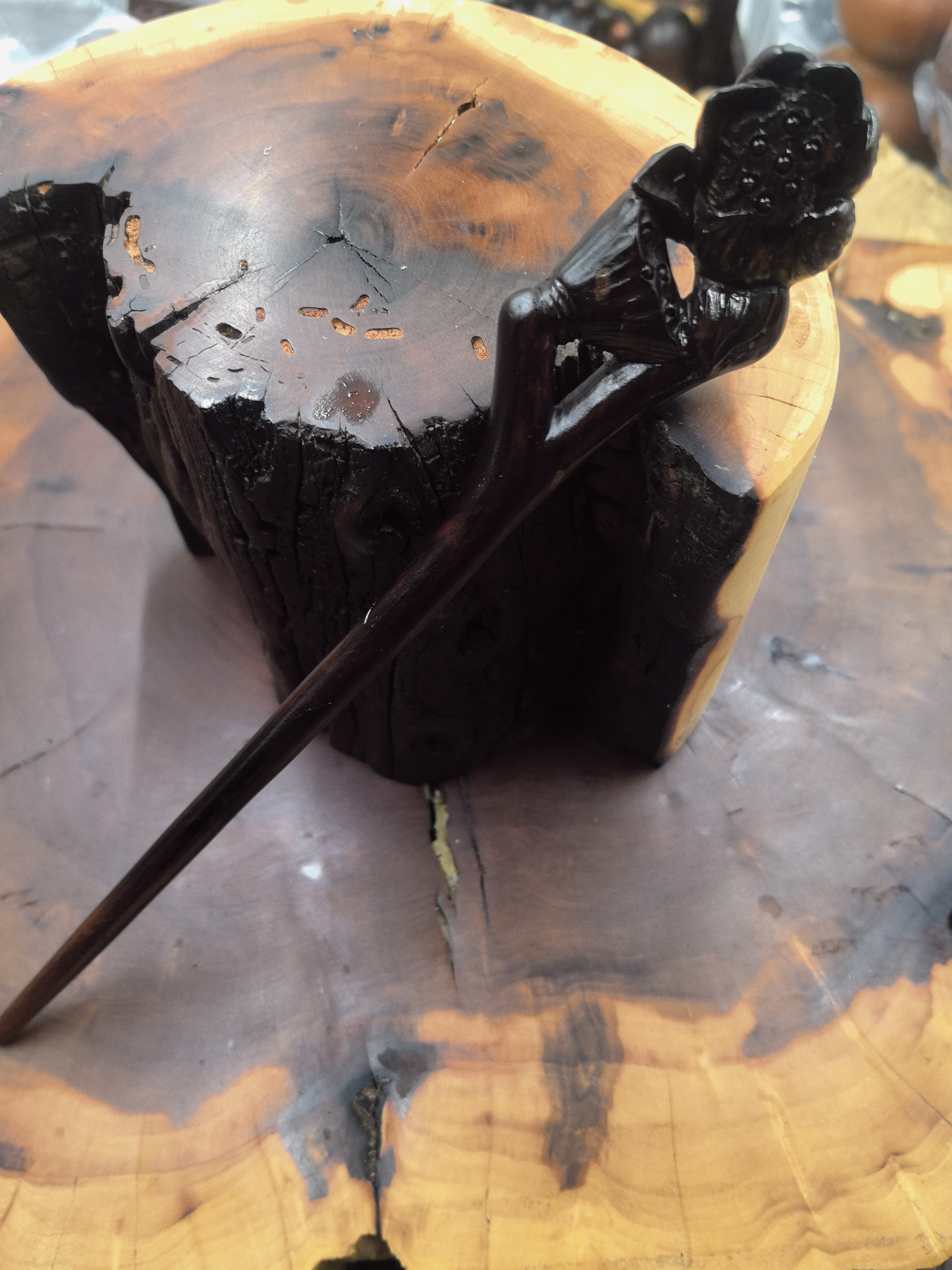 雷击木  雷击枣木  发簪  头饰 雷击枣木莲花发簪定制款