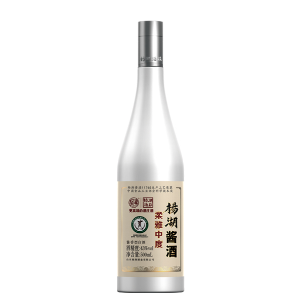 杨湖柔雅中度酱香型白酒优级酒水固态发酵43度500ml