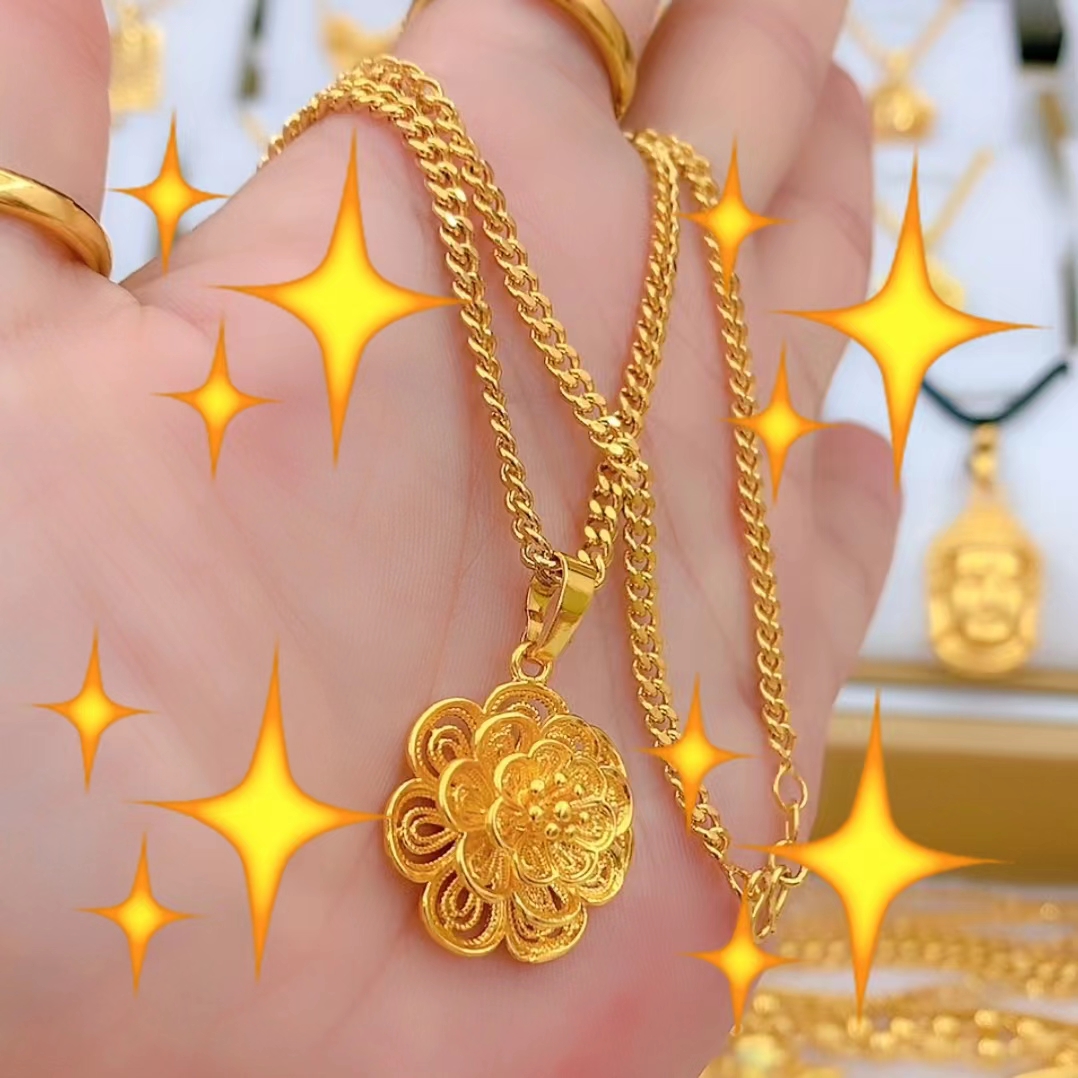 铜合金吊坠 铜合金【优雅花开富贵吊坠】坠链   时尚   气质   百搭