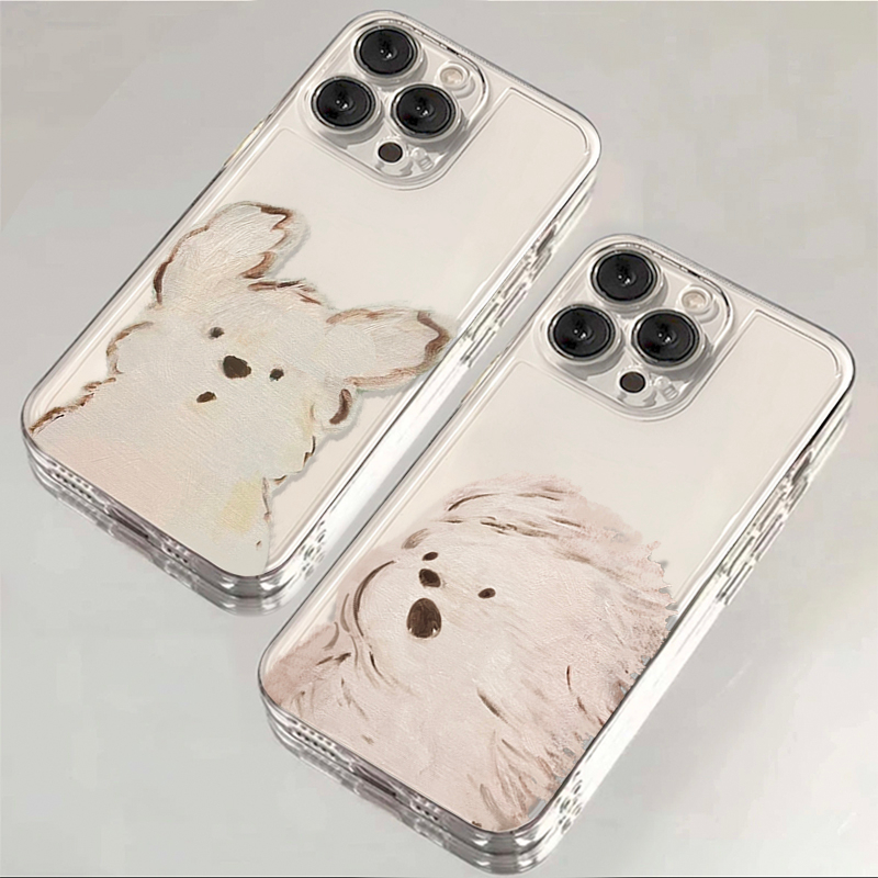 可爱狗狗iphone15/13/14苹果12情侣款手机壳华为vivo小米oppo软套