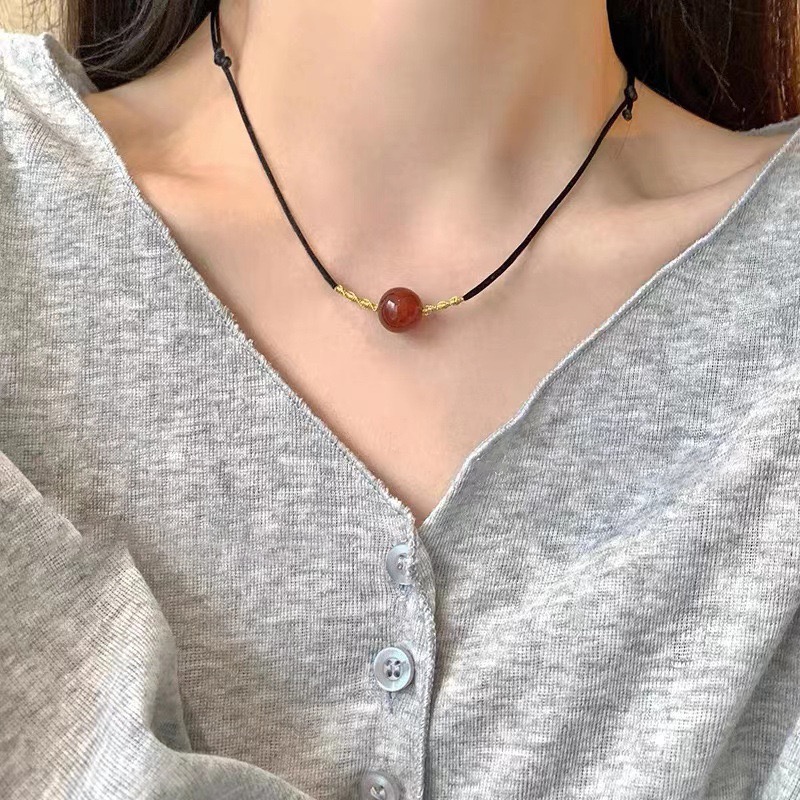 A天然 四川凉山柿子红玛瑙转运珠