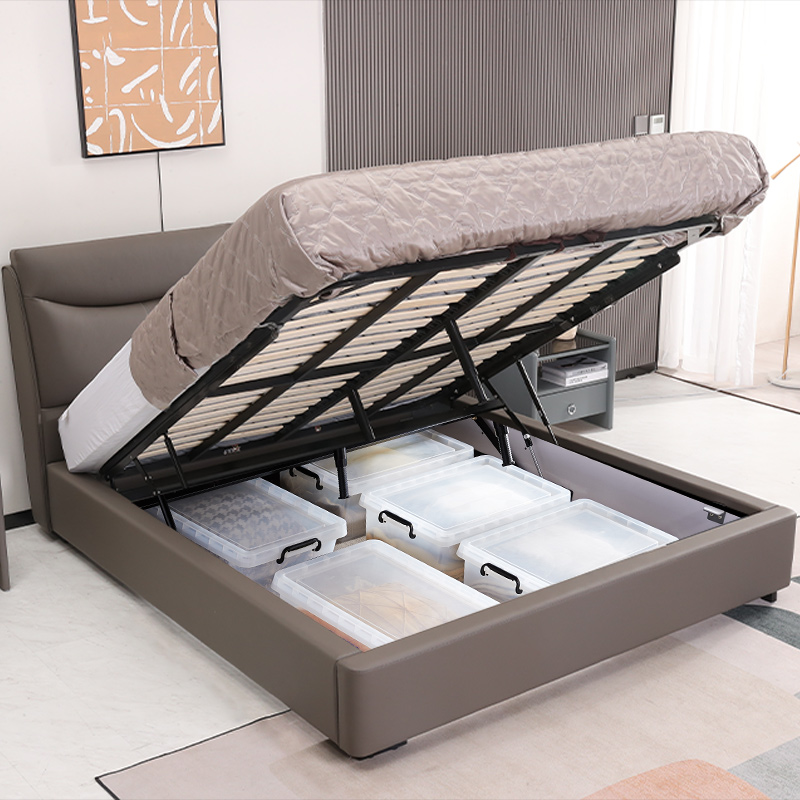 DE RUCCI/慕思现代简约主卧储物床简约皮床真皮双人大床092