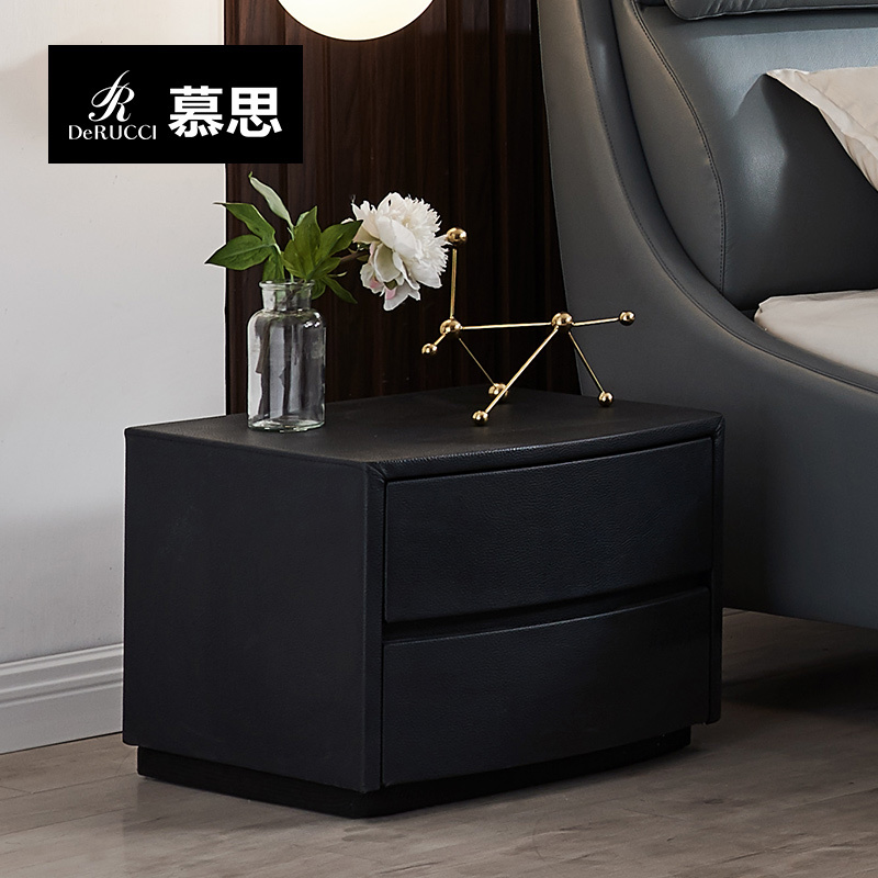DE RUCCI/慕思床头柜 006简约储物柜卧室皮床头柜带抽屉收纳柜