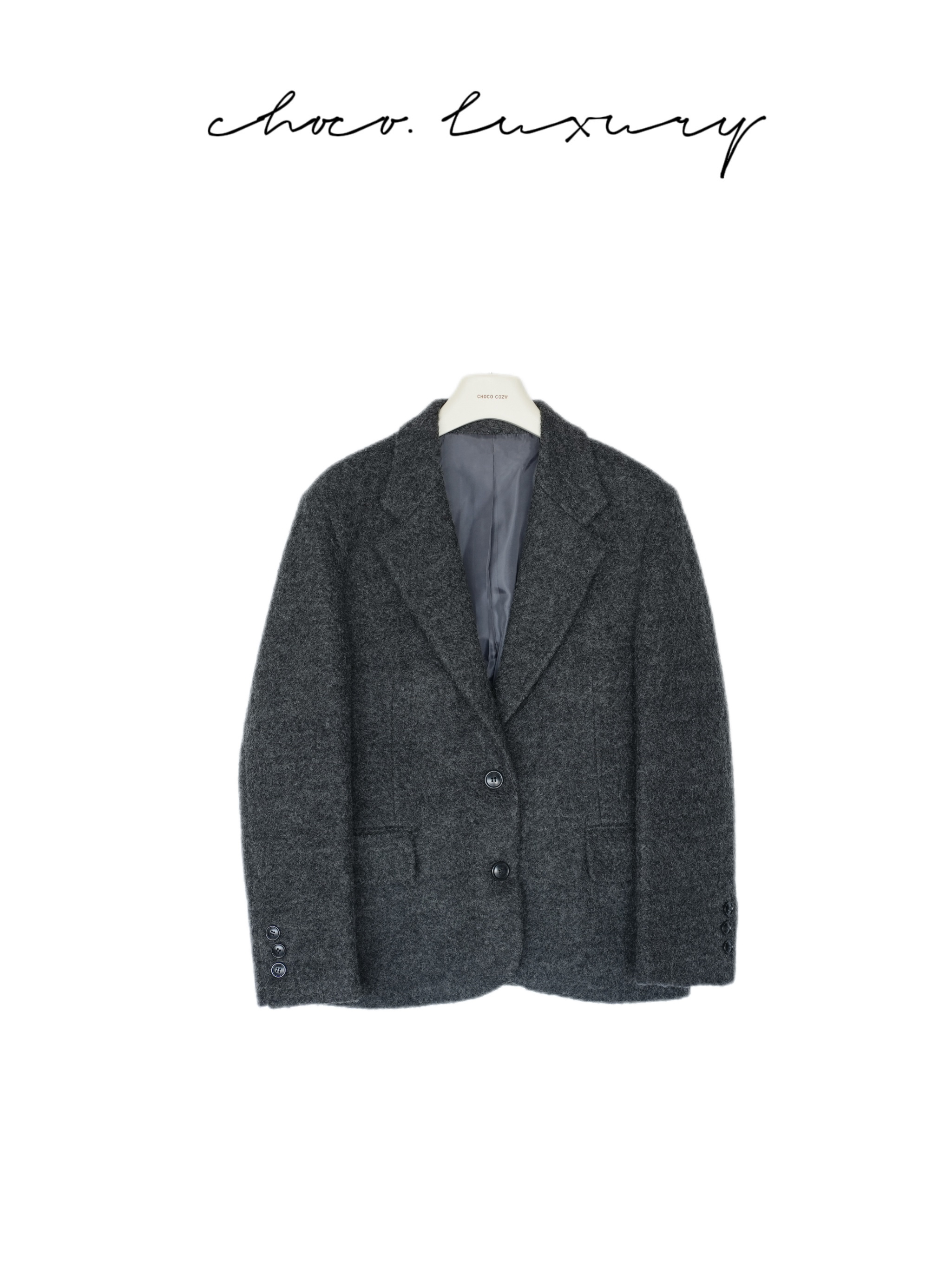 CHOCO【冬日爱丁堡】甄选圈圈呢绵羊毛微廓形西装外套 C953