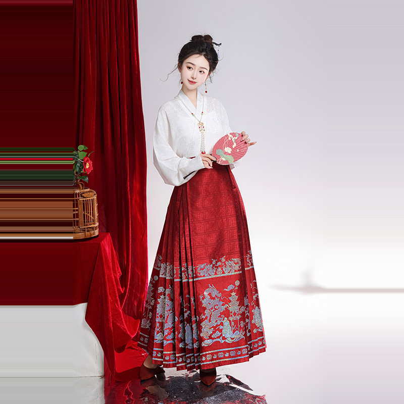 马面裙汉服红色高档中式中国风传统婚庆复古夏季民族风单群结婚婚