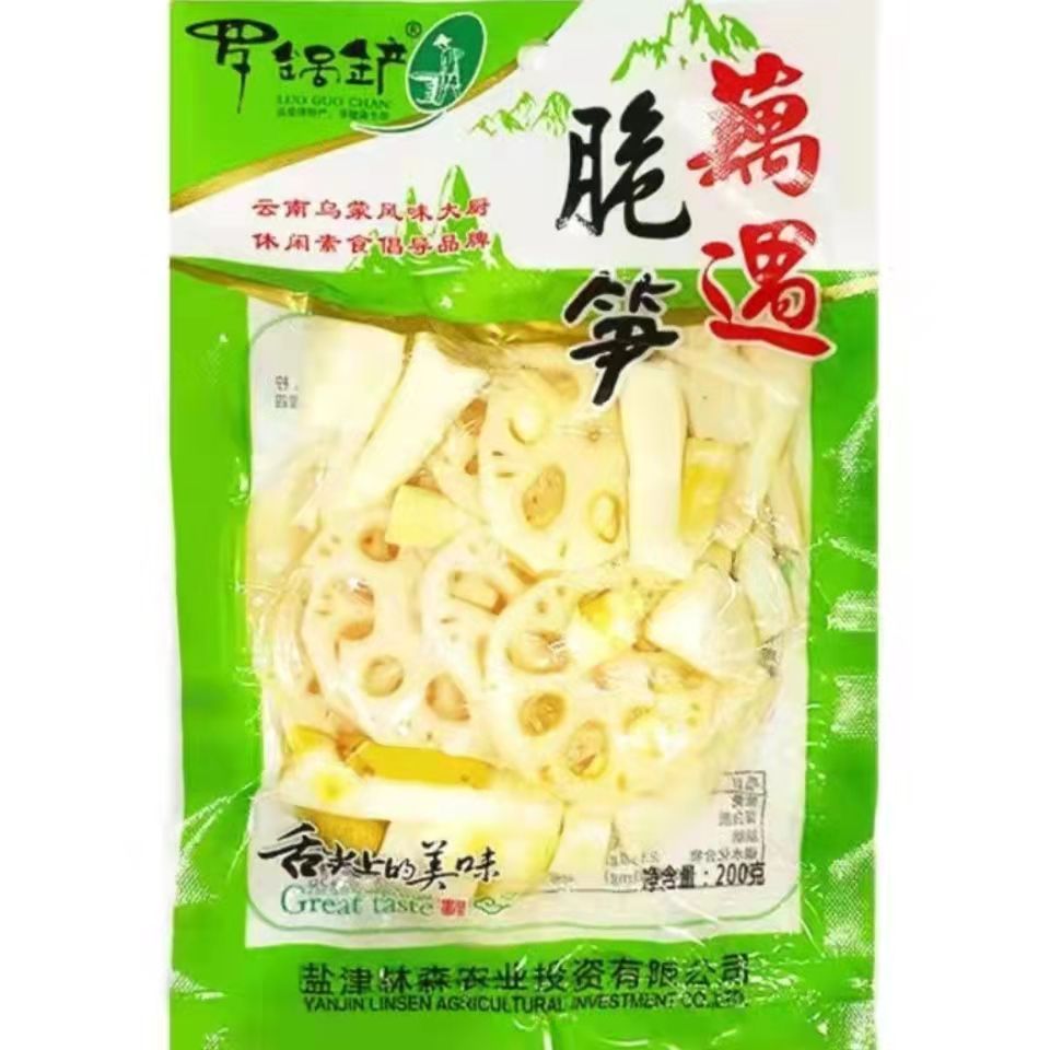 云南特产罗锅铲藕遇脆笋山椒味200g藕片泡椒笋尖真空包装零食