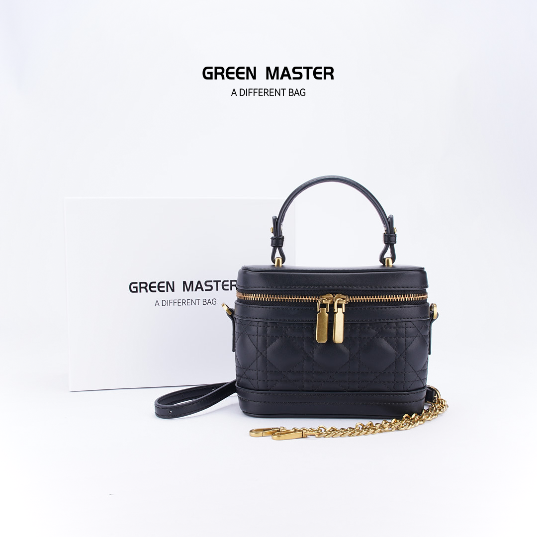 GREENMASTER2023新款轻奢黑色中号单肩盒子包肩包斜跨链条百搭
