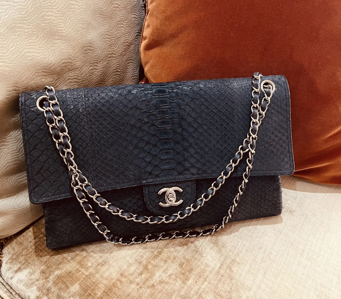 95新 Chanel/香奈儿 夏七中古/稀有皮藏青机场cf/单肩包
