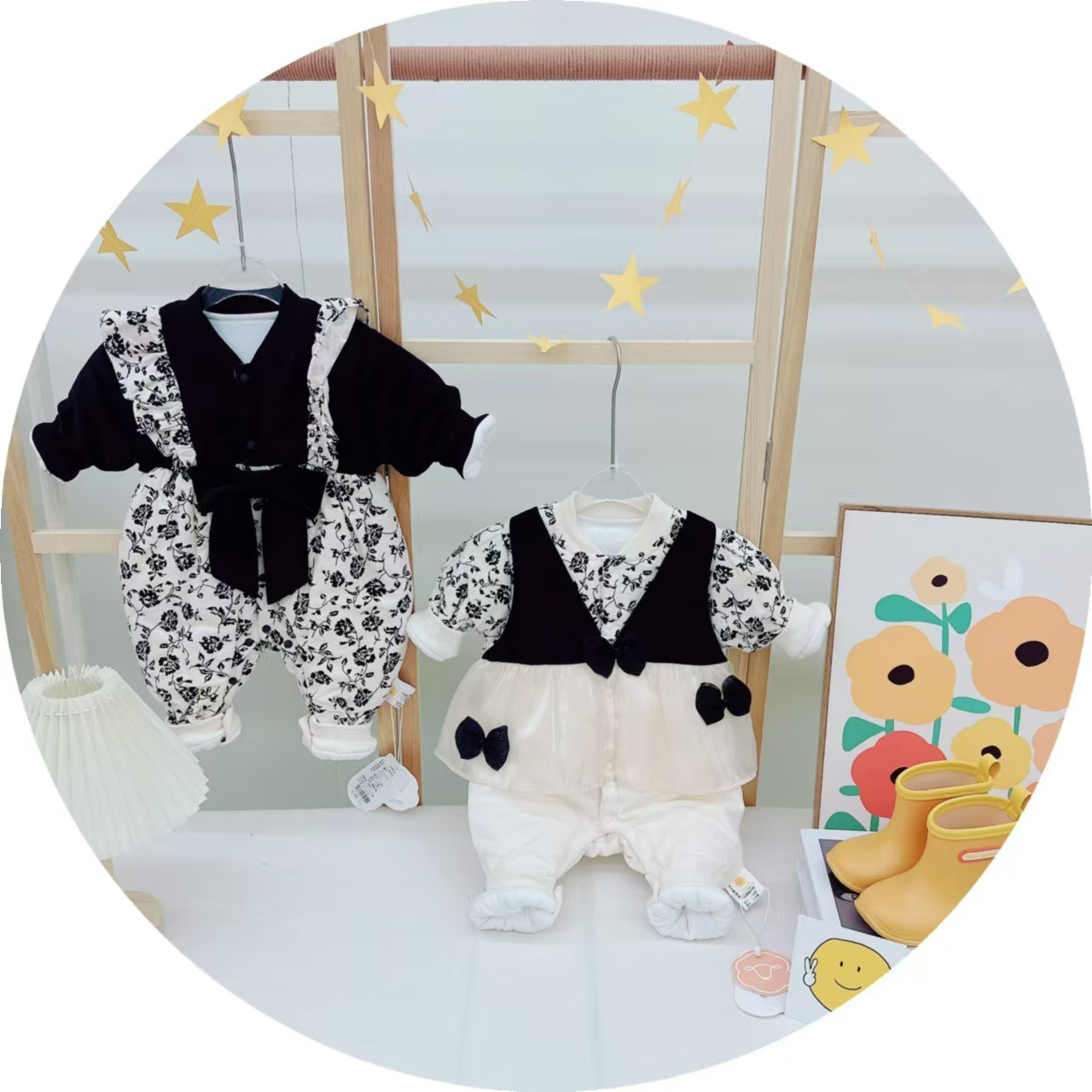 新款女宝宝连体衣加厚款