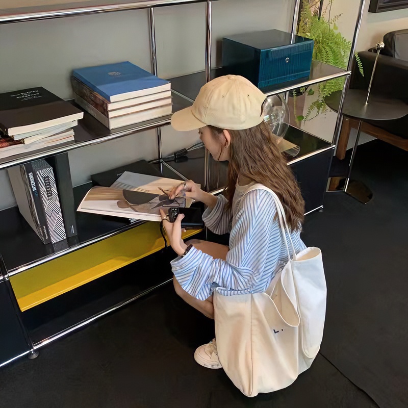 白色休闲韩版气质原布内兜日系帆布包单肩包大容量布袋简约时尚