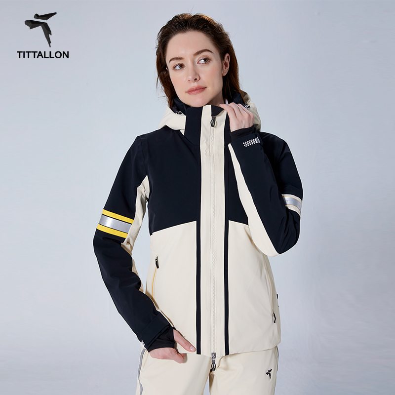 TITTALLON/体拓体拓滑雪服女款冬季拼色双板保暖防水滑雪上衣