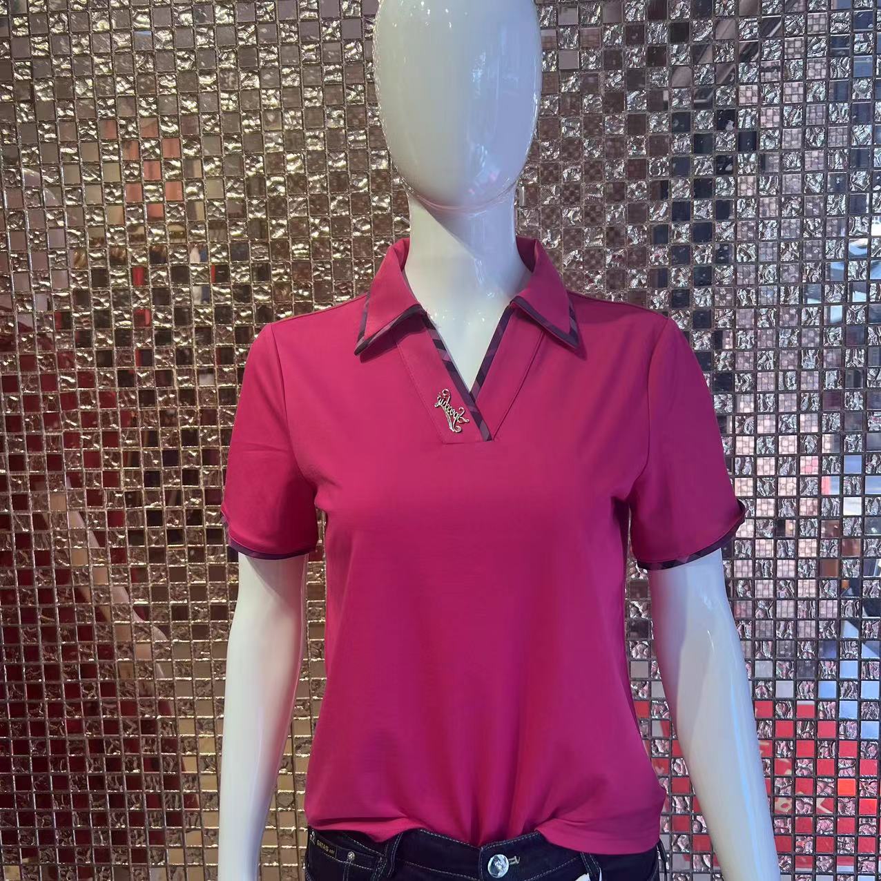 洋气妈妈装气质百搭ol纯色翻领红色时尚休闲修身中年大码显瘦女士