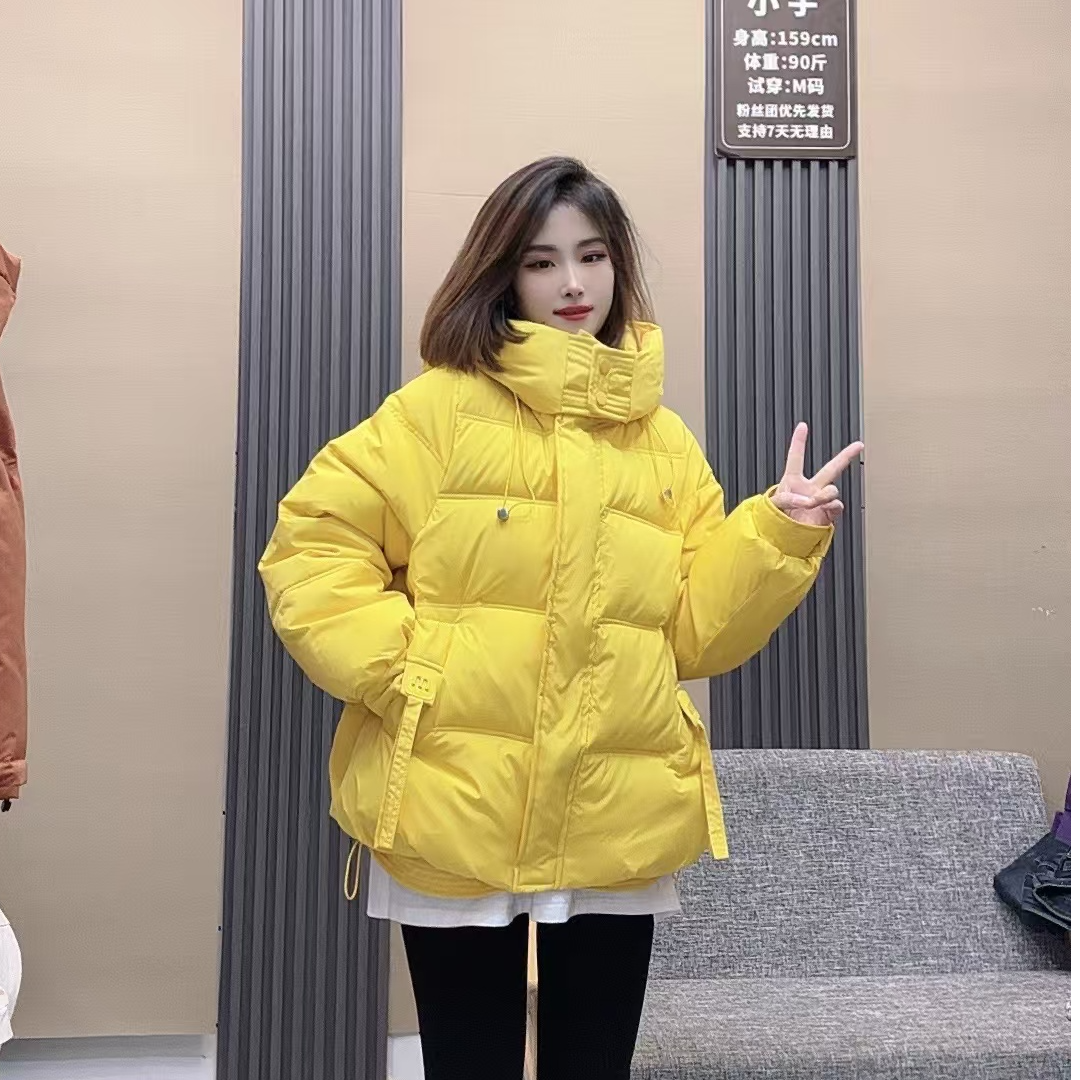 糖果色连帽过冬款服女2025年冬季新款宽松韩范学院风小个子面包服