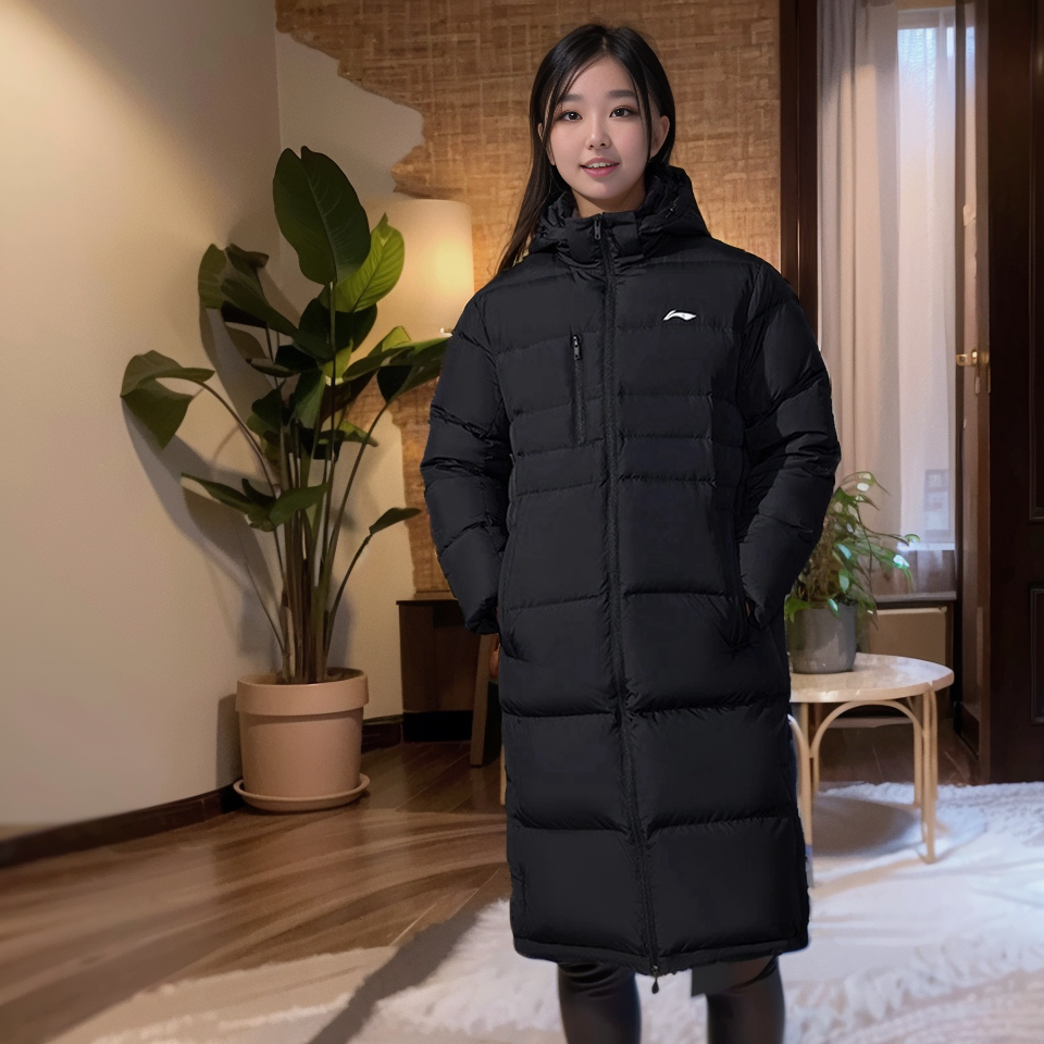 李宁火锅羽绒服石墨烯保暖2023冬装长款三防运动保暖外套男女加厚