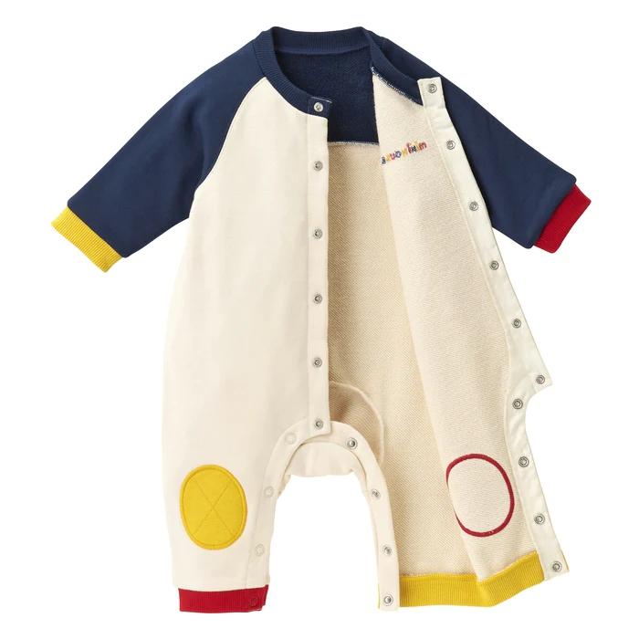 MIKIHOUSE秋冬男童女童字母刺绣拼色圆领连体衣