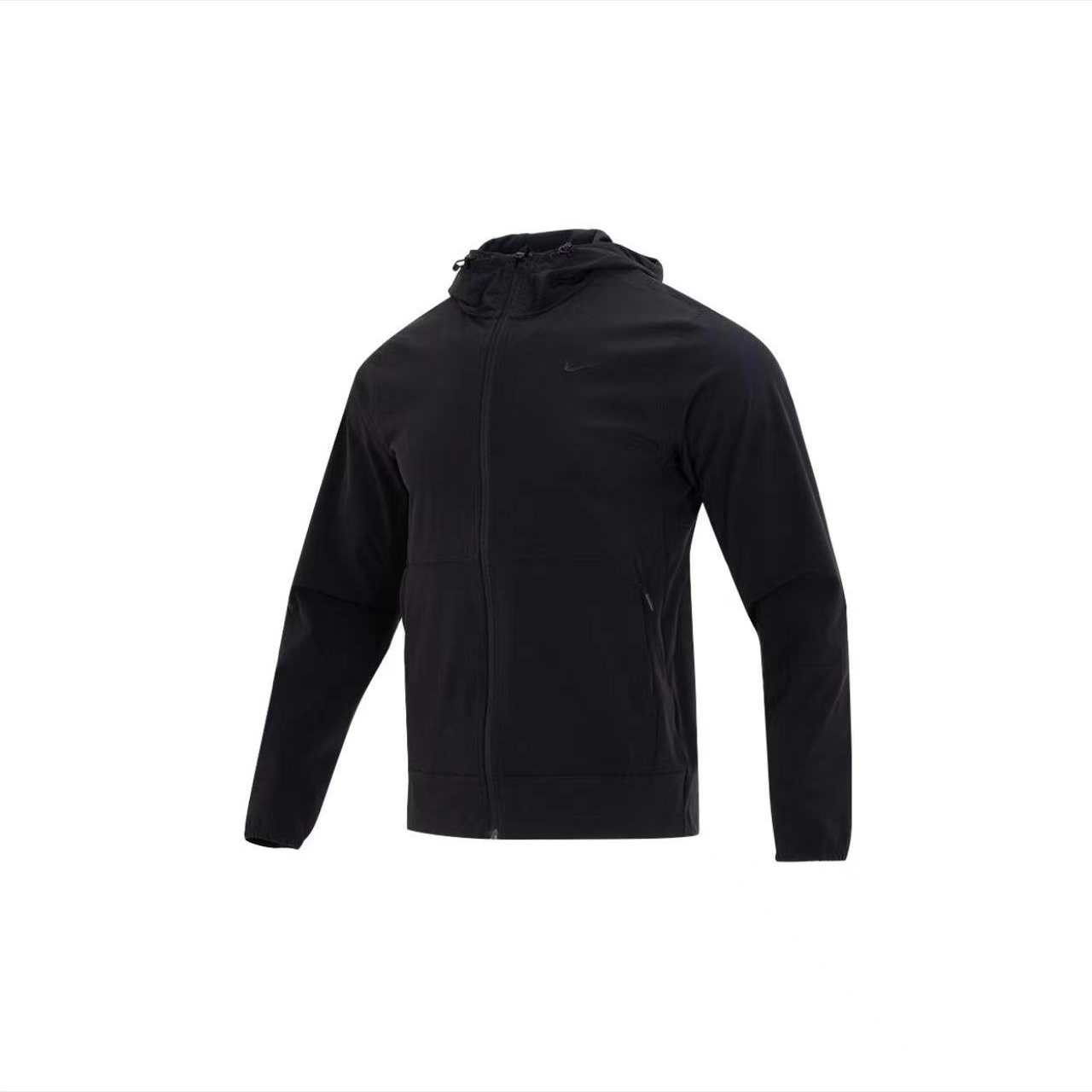 NIKE/耐克男女梭织连帽黑色纯色宽松跑步运动休闲外套FB7552010