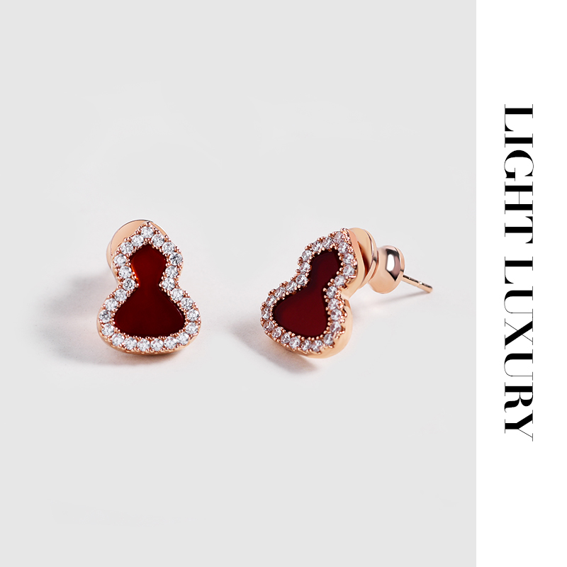 铜合金贝壳耳饰 567268红葫芦气质耳钉 女百搭