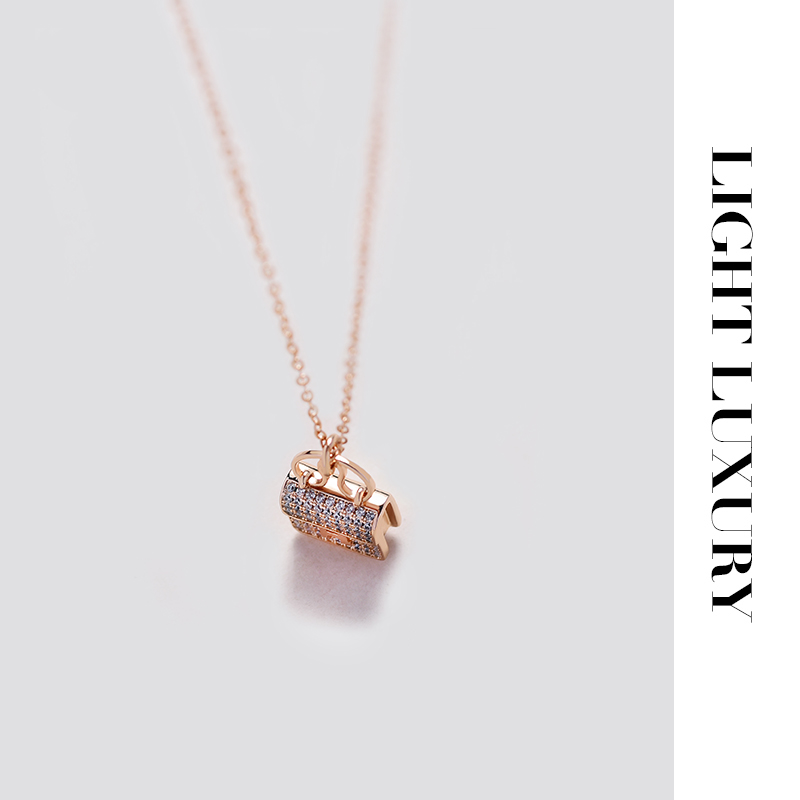 合金项链 253 V金工艺字母 包包 项链 镶钻 锁骨链