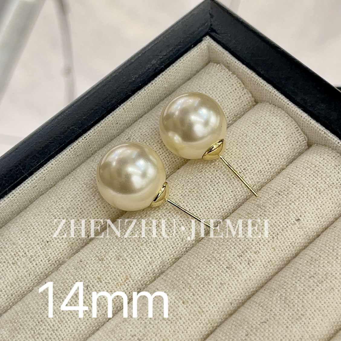 铜合金仿珍珠耳饰 （14mm珠）时尚百搭日常