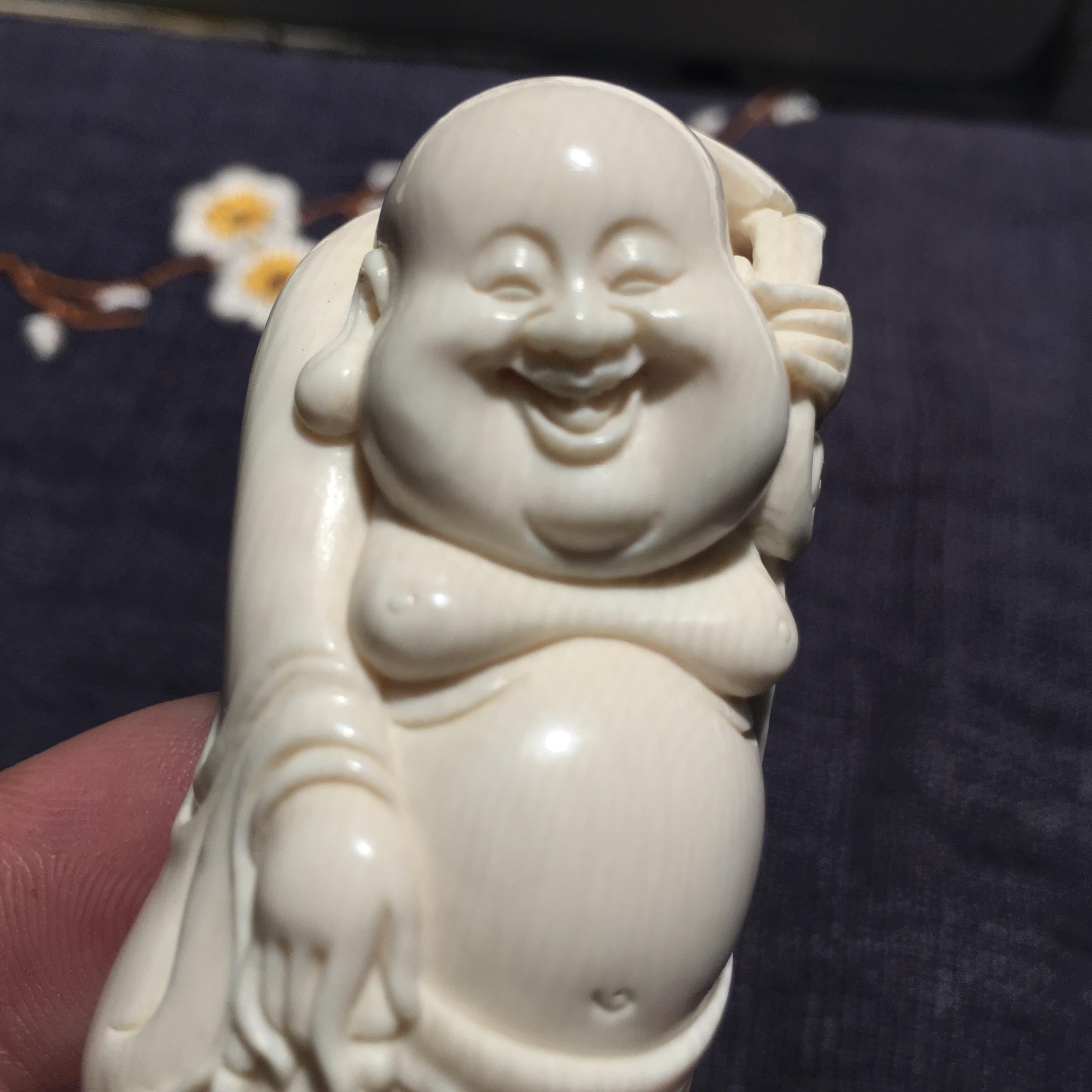 【禹宏甄选】YHX001天然猛犸牙笑佛挂件手玩件