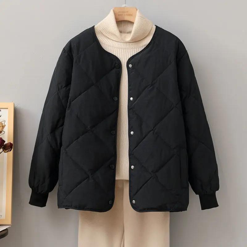 新款菱格秋冬轻薄羽绒服女短款2023冬季新款保暖内胆薄款小个子款
