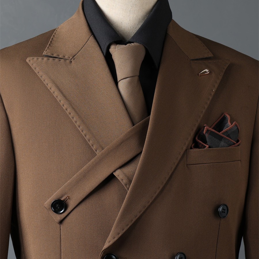 男士双排扣西装套装男商务正装韩式伴郎服结婚西装新郎西服外套男