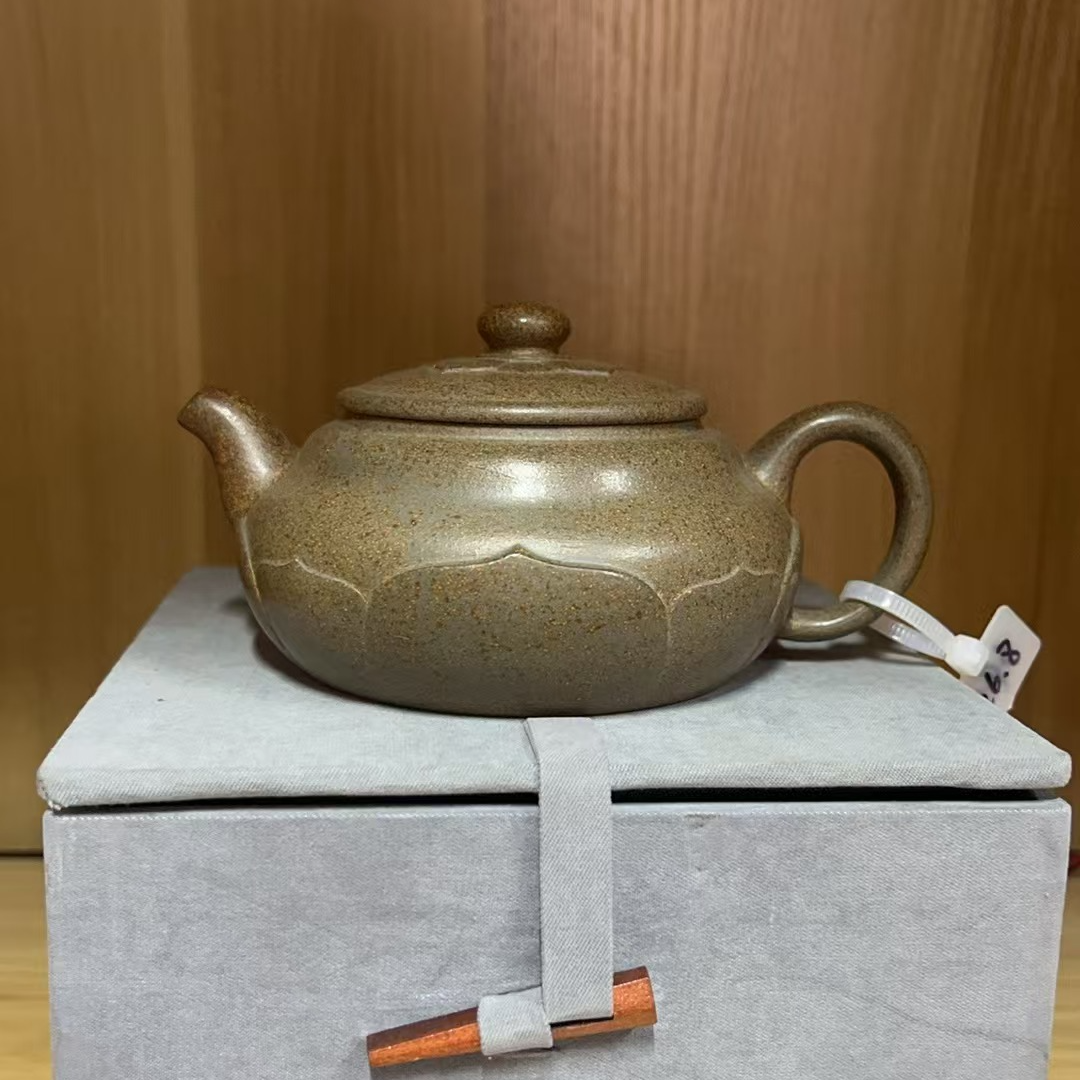 柴烧蟹壳青大禅莲壶