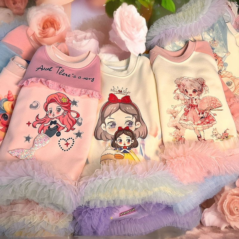 MNn女童白雪公主卫衣裙2025秋新款国风女孩公主裙子美人鱼连衣裙~