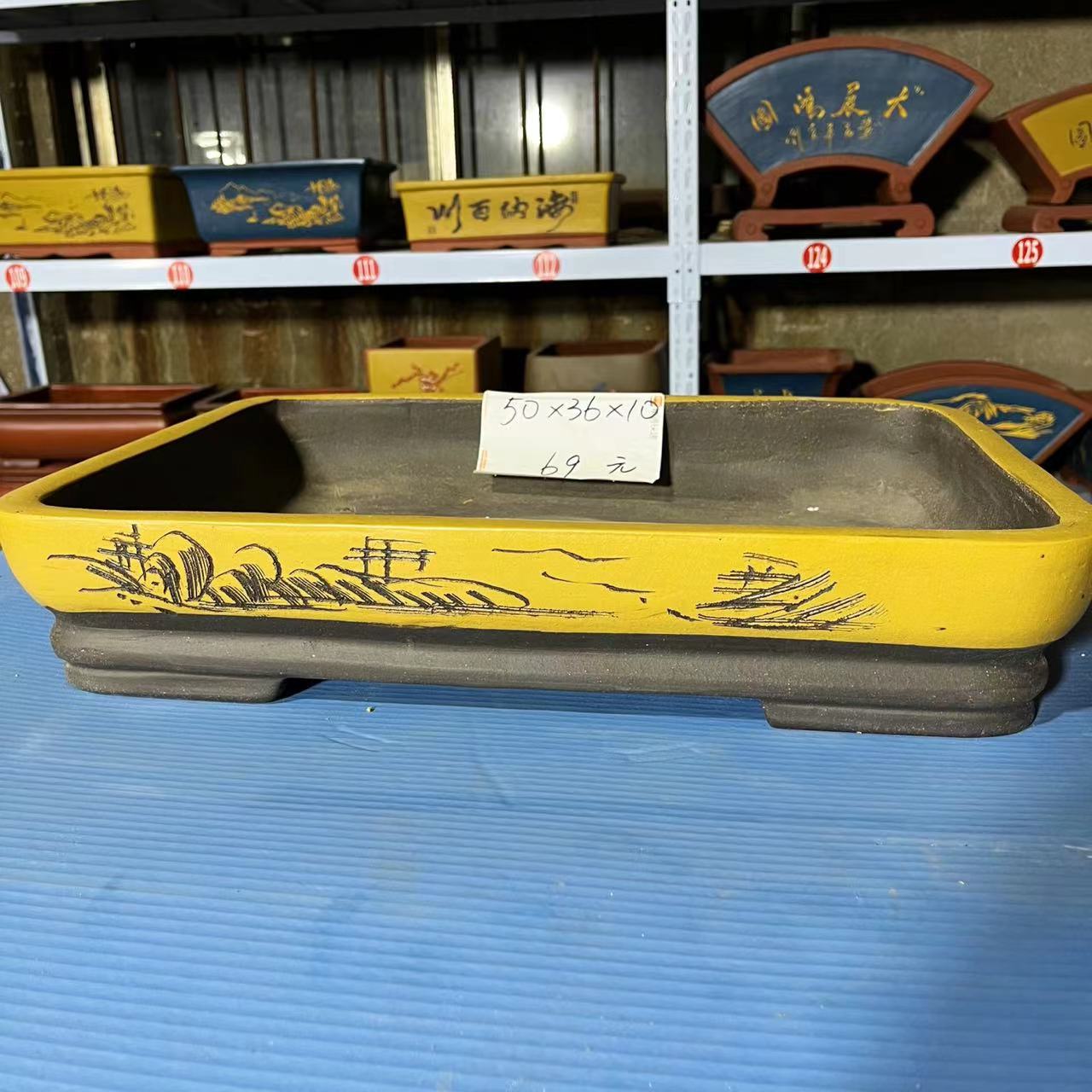 宜兴紫砂花盆粉浆水底假山盆景盆