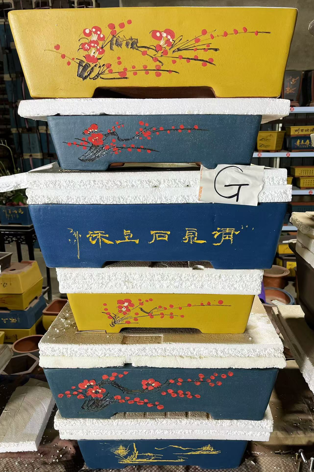 宜兴紫砂盆G组高档粉浆套装组合盆景盆厂家批发