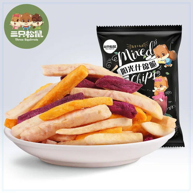 三只松鼠阳光什锦脆70g*1袋混合果蔬干红薯干薯条办公室零食休闲