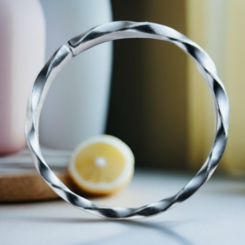 足银手镯 复古做旧足银手镯 莫比乌斯环实心银镯子