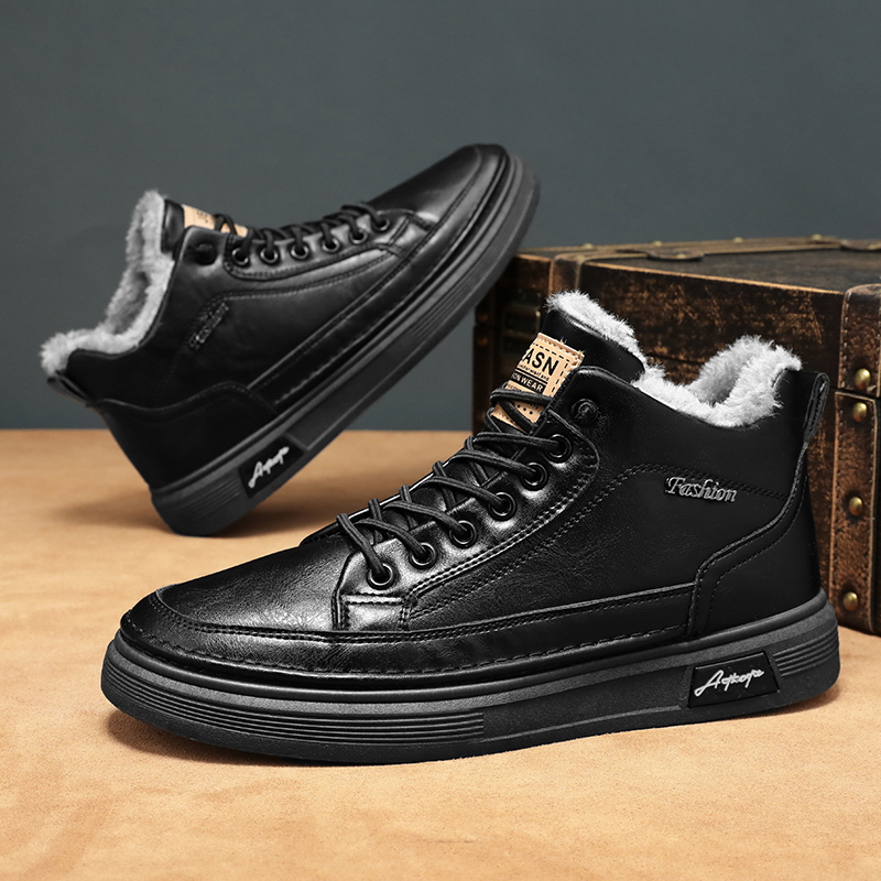 男鞋冬季加绒高帮马丁靴男潮流百搭潮流男加厚保暖棉鞋工作工装靴