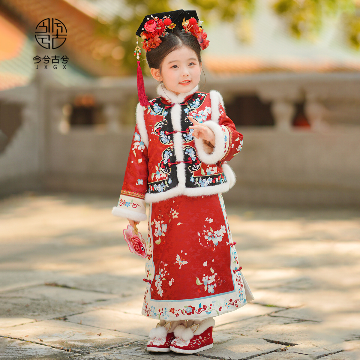 今兮古兮【时玥】冬季女童古风裙子儿童加厚清汉女格格装可爱拜年服