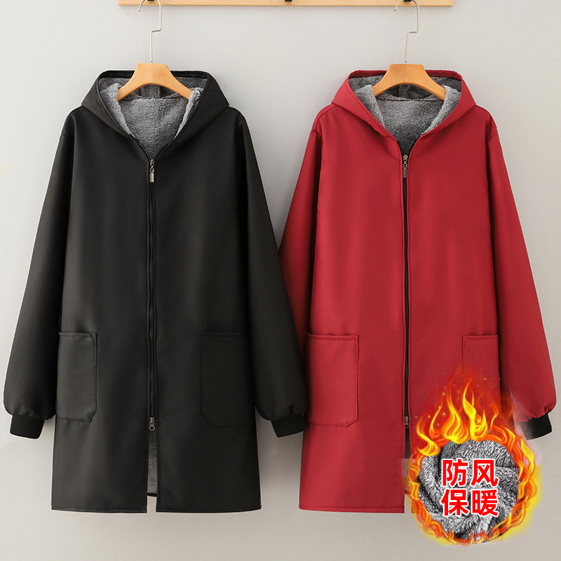 加绒长袖罩衣女冬季加厚保暖防水厨房家用围裙男士上班工作服定制