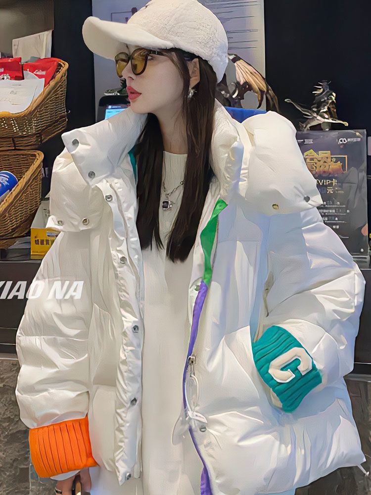 品牌断码品牌断码羽绒服2023新款c字母针织袖口面包女款女士时尚